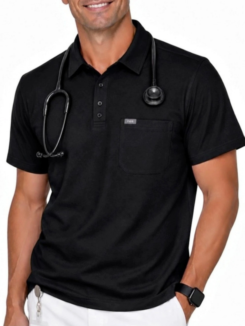 FIGS PRO Men's Technical Pique Scrub Polo Black Size Medium NWT M22WW1004